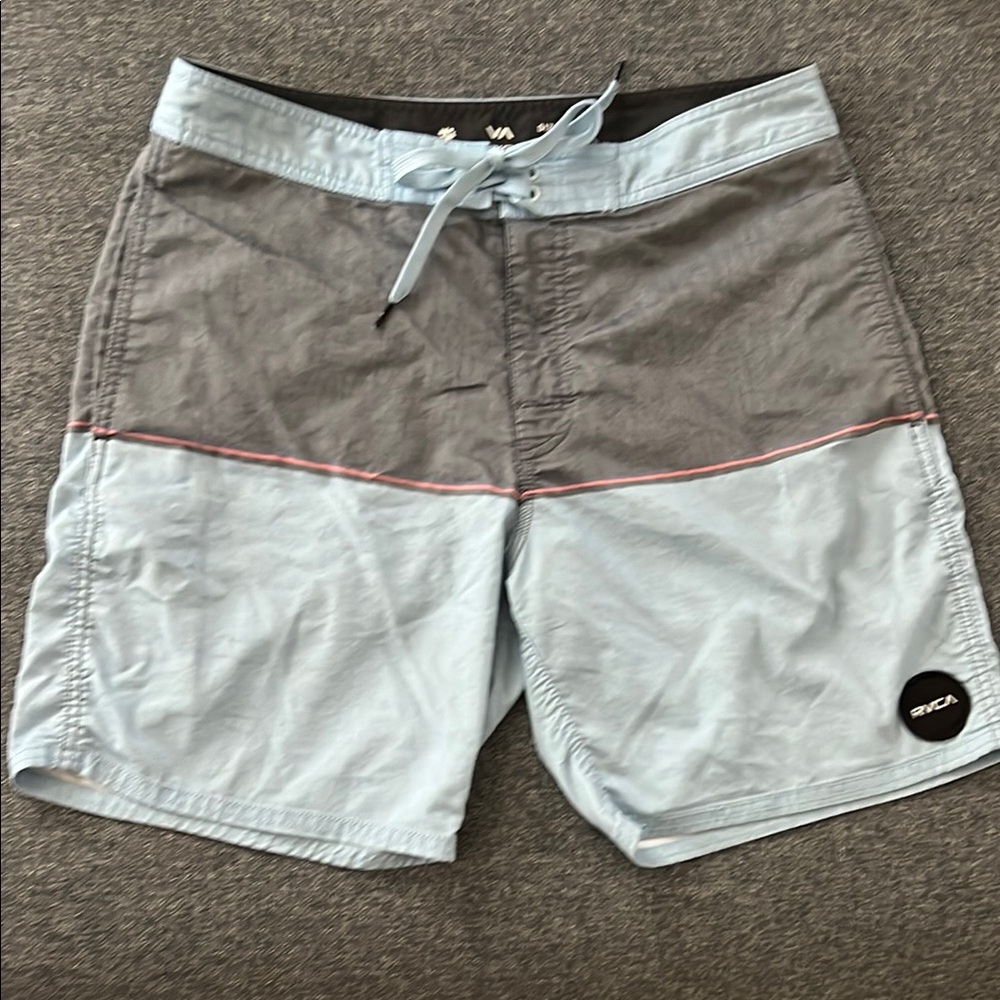 RVCA Men's Swim Shorts - Gray and Light Blue size 31